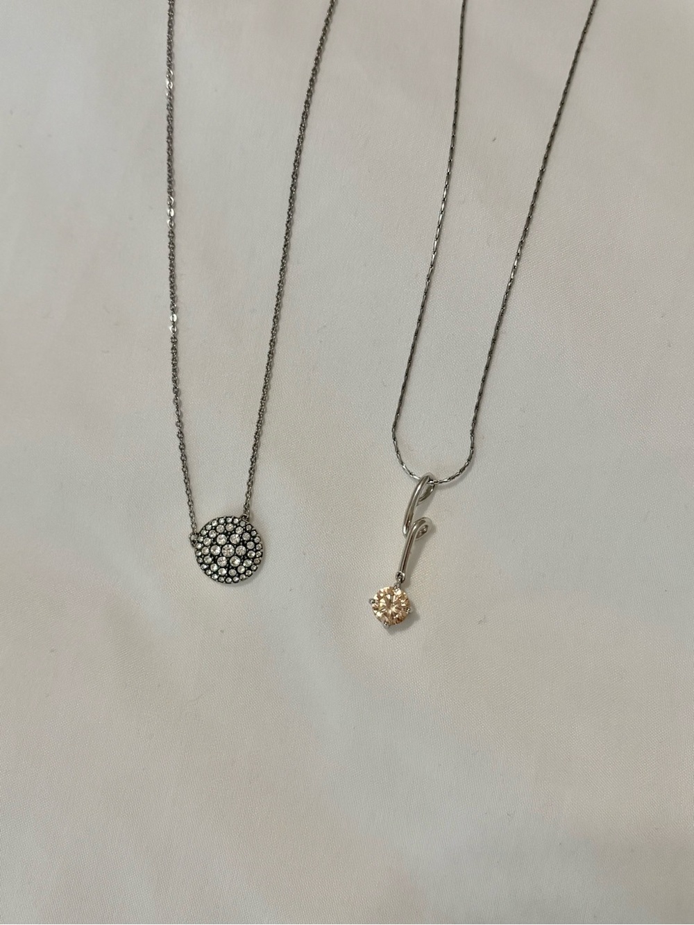 Silver Tone Necklace Duo